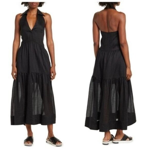 NWT Nicholas Halo Collared Halter Neck Backless Maxi Dress Black size 6 - Picture 13 of 13